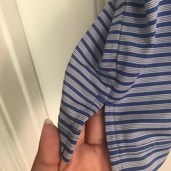 PGA TOUR polo GOlF shirt Blue with white stripes Size LG - Picture 8 of 10